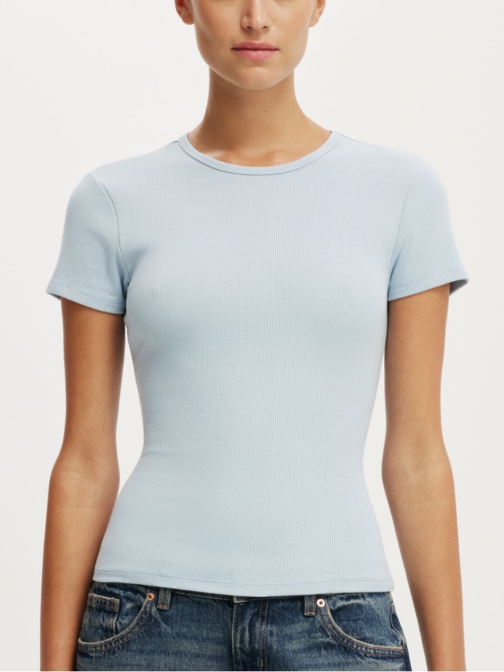Cotton On Light Blue Ribbed Tee